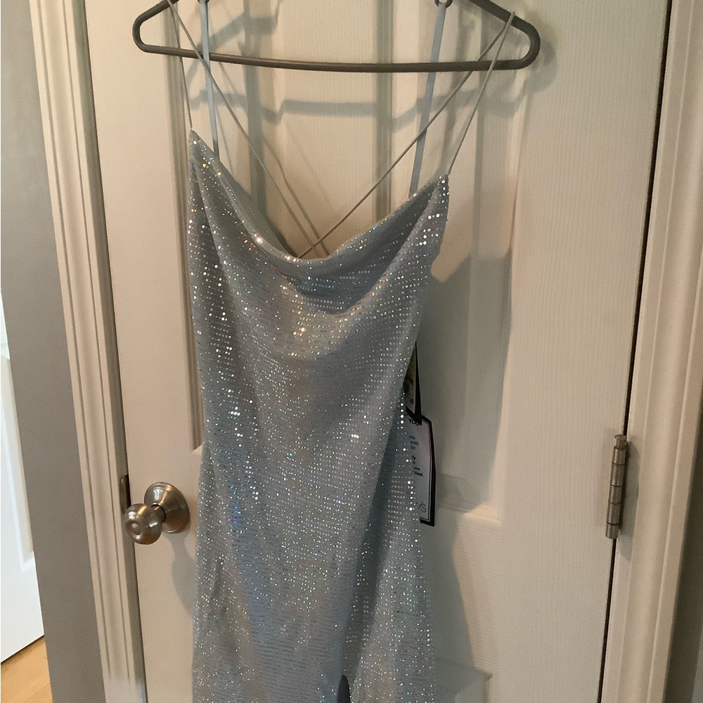 City Studio Sky Blue Sequence Dress M NWT